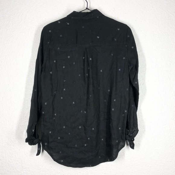 Rails Robyn Embroidered Star Shirt Tie Sleeve Button Down Black S - Picture 5 of 12